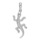 De-Ani Sterling Silver Rhodium-Plated Polished and Textured Gecko Pendant