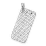 De-Ani Sterling Silver Rhodium-plated Polished and Textured Ocean City Maryland License Plate Pendant