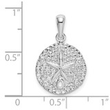De-Ani Sterling Silver Rhodium-Plated Polished and Textured Sand Dollar Pendant - QC-595B0C65-5123