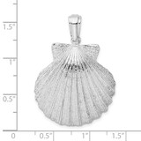 De-Ani Sterling Silver Rhodium-Plated Polished and Textured Shell Pendant