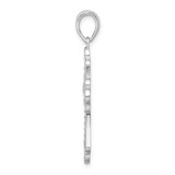 De-Ani Sterling Silver Rhodium-plated Polished Beaded Fleur de Lis Cross Pendant