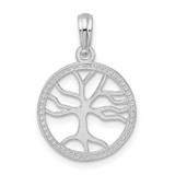 De-Ani Sterling Silver Rhodium-plated Polished Cut-Out Tree of Life Pendant