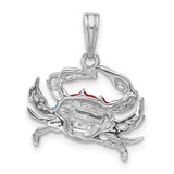 De-Ani Sterling Silver Rhodium-Plated Polished Enameled Blue Crab Pendant - QC-CE56CDE0-8628