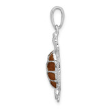 De-Ani Sterling Silver Rhodium-plated Polished Enameled Brown Sea Turtle Pendant - QC-2EEE58C7-9759