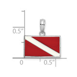 De-Ani Sterling Silver Rhodium-Plated Polished Enameled Dive Flag Pendant