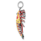 De-Ani Sterling Silver Rhodium-Plated Polished Enameled Florida Lobster Pendant