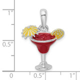 De-Ani Sterling Silver Rhodium-Plated Polished Enameled Margarita Pendant