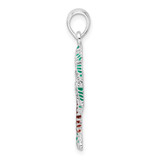 De-Ani Sterling Silver Rhodium-Plated Polished Enameled Palmetto Pendant