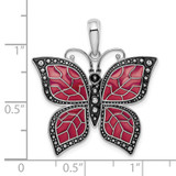 De-Ani Sterling Silver Rhodium-Plated Polished Enameled Purple Butterfly Pendant - QC-FE9DF466-3477
