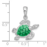 De-Ani Sterling Silver Rhodium-Plated Polished Enameled Sea Turtle Pendant
