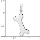 De-Ani Sterling Silver Rhodium-plated Polished Engraveable Dog Bone Pendant