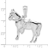 De-Ani Sterling Silver Rhodium-Plated Polished Horse with Saddle Pendant