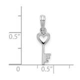 De-Ani Sterling Silver Rhodium-Plated Polished Key with Heart Top Pendant