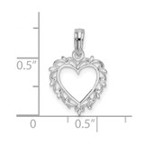 De-Ani Sterling Silver Rhodium-plated Polished Lacey Edge Open Heart Pendant