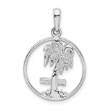 De-Ani Sterling Silver Rhodium-Plated Polished Marco Island Palm Tree Pendant - QC-48562565-9955