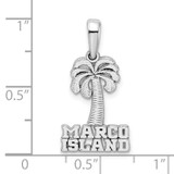 De-Ani Sterling Silver Rhodium-Plated Polished Marco Island Palm Tree Pendant - QC-B7686CC4-1653