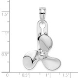 De-Ani Sterling Silver Rhodium-Plated Polished Moveable 3D Propeller Pendant - QC-CE6EB5CA-7072