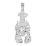 De-Ani Sterling Silver Rhodium-Plated Polished Moveable Lobster Pendant - QC-3145D50F-4973