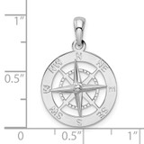 De-Ani Sterling Silver Rhodium-Plated Polished Nautical Compass Pendant - QC-9C60AB18-2492