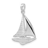 De-Ani Sterling Silver Rhodium-Plated Polished Sailboat Pendant - QC-23BC9AA2-1799
