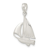 De-Ani Sterling Silver Rhodium-Plated Polished Sailboat Pendant - QC-D95AAE79-7194