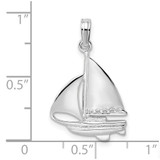 De-Ani Sterling Silver Rhodium-Plated Polished Sailboat Pendant - QC-D95AAE79-7194