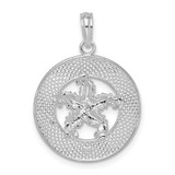De-Ani Sterling Silver Rhodium-Plated Polished Sanibel Circle with Starfish Pendant
