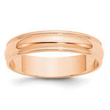 10k Rose Gold 5mm Lightweight Milgrain Half Round Wedding Band Size 8