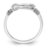 De-Ani Sterling Silver Rhodium-Plated Polished Shackle with Rope Trim Ring - QR-E6ABE52D-8111