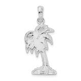 De-Ani Sterling Silver Rhodium-Plated Polished Small Palmetto Tree Pendant