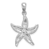 De-Ani Sterling Silver Rhodium-Plated Polished Starfish with 14k Accent Pendant