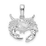 De-Ani Sterling Silver Rhodium-Plated Polished Stone Crab Pendant - QC-DF0424B7-9275