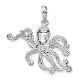 De-Ani Sterling Silver Rhodium-Plated Polished Textured Octopus Pendant - QC-83D1B18F-2198