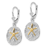 De-Ani Sterling Silver Rhodium-Plated Sand Dollar with 14k Starfish Leverback Earrings - QE-8AB0F48C-4701