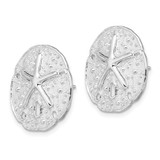 De-Ani Sterling Silver Rhodium-Plated Sand Dollar with Starfish Post Earrings
