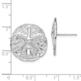 De-Ani Sterling Silver Rhodium-Plated Sand Dollar with Starfish Post Earrings