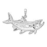 De-Ani Sterling Silver Rhodium-Plated Tarpon Fish with Open Mouth Pendant