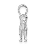 De-Ani Sterling Silver Rhodium-Plated Textured 3D Basenji Dog Pendant