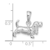 De-Ani Sterling Silver Rhodium-Plated Textured 3D Basset Hound Pendant