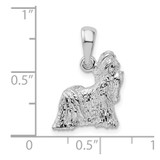 De-Ani Sterling Silver Rhodium-Plated Textured 3D Shih Tzu Dog Pendant