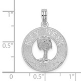 De-Ani Sterling Silver Rhodium-Plated Textured Key West with Palm Tree Pendant