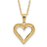 Diamond Fascination Diamond Mystique Sterling Silver 18K Gold-plated Diamond and Emerald Heart 18 Inch Necklace