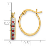 Diamond Fascination Diamond Mystique Sterling Silver 18K Gold-plated Diamond and Ruby Oval Hoop Earrings