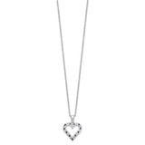 Diamond Fascination Diamond Mystique Sterling Silver Platinum-plated Diamond and Sapphire Heart 18 Inch Necklace