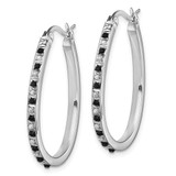 Diamond Fascination Diamond Mystique Sterling Silver Platinum-plated Diamond Black and White Diamond Hoop Earrings - QD-49911A2D-3351