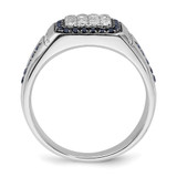 IBGoodman 10k White Gold 3/8 carat Lab Grown Diamond VS/SI+ G+ and Lab Created Blue Sapphire Men's Ring