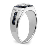 IBGoodman 10k White Gold 3/8 carat Lab Grown Diamond VS/SI+ G+ and Lab Created Blue Sapphire Men's Ring
