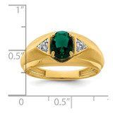 IBGoodman 14k 1/10 carat Lab Grown Diamond VS/SI+ G+ and Created Emerald Complete Men's Ring
