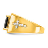 IBGoodman 14k 1/2 carat Lab Grown Diamond VS/SI+ G+ and Onyx Side Cross Men's Ring