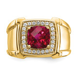 IBGoodman 14k 1/4 carat Lab Grown Diamond VS/SI+ G+ and Lab Created Ruby Men's Ring
